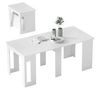 HOMCOM Mesa de comedor plegable, mesa plegable, cocina rectangular, extensible hasta 6 personas, para espacios pequeños, comedor, color blanco