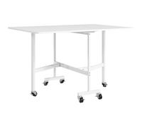 HOMCOM Mesa de Comedor Plegable para 4-6 Personas con Ruedas y Alas Abatibles Mesa Abatible para Cocina 120x80x73 cm Blanco