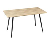 HOMCOM Mesa de comedor rectangular, mesa de cocina 140 cm, 4 personas con bandeja efecto madera, mesa de comedor, 4 patas de acero, natural y negro
