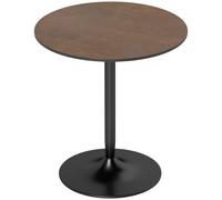 HOMCOM Mesa de comedor redonda 70 cm para 2 personas con tapa de chapado de madera maciza y base de acero marrón Aosom España