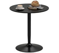 HOMCOM Mesa de Comedor Redonda Ø70x75 cm para 2 Personas Negro | Mesa de Cocina Moderna, Base de Acero, Almohadillas Antideslizantes