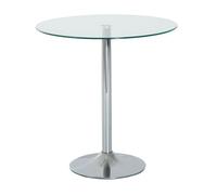 HOMCOM Mesa de Comedor Redonda para 2 Personas, Mesa de Cocina Moderna con Superficie de Vidrio Templado y Base de Acero, para Salón, Comedor, Plateada