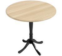HOMCOM Mesa de comedor redonda para 4 personas Ø 80 cm, mesa de cocina, base de acero, estilo moderno, madera natural y negro Aosom España