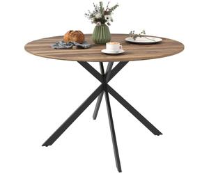 HOMCOM Mesa de Comedor Redonda para 4 Personas Ø120x75 cm Marrón Oscuro | Mesa de Cocina Industrial, con Estructura de Acero