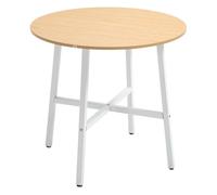 Homcom mesa de comedor redonda para 4 personas mesa de cocina con patas de acero para salón oficina ø80x76 cm natural y blanco