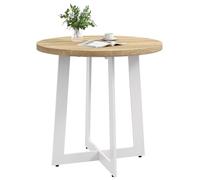 HOMCOM Mesa de Comedor Redonda para 4 Personas Mesa de Cocina Moderna con Tablero de Madera y Base de Acero Cruzada para Salón Ø80x75 cm Roble