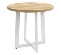 HOMCOM Mesa de Comedor Redonda para 4 Personas Mesa de Cocina Moderna con Tablero de Madera y Base de Acero Cruzada para Salón Ø80x75 cm Roble