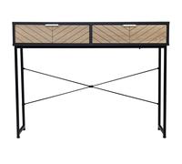 HOMCOM Mesa de Consola 100x30x75 cm Mesa de Entrada con 2 Cajones de Almacenamiento y Marco de Metal Mueble Recibidor para Pasillo Salón Blanco