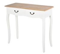 HOMCOM Mesa de Consola con 2 Cajones Diseño Retro 87x34x78,5 cm Blanco