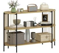 HOMCOM Mesa de Consola con Cuerda de Papel Trenzada a Consola Recibidor de 3 Niveles con de Acero Estilo Bohemio para Entrada 124x43,5x80 cm Natural