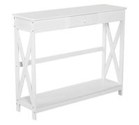 HOMCOM Mesa de Consola de Madera Mesa de Entrada con 1 Cajón y 1 Estante de Almacenaje para Pasillo Salón 100x30x81 cm Blanco