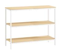 Homcom mesa de consola estrecha 101x35x80 cm consola de recibidor mesa de recibidor moderna con 3 estantes abiertos y patas de metal para pasillo entrada salón dormitorio natural y blanco