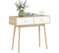 HOMCOM Mesa de Consola Estrecha con 2 Cajones Moderna para Entrada Roble