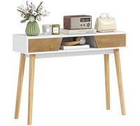 HOMCOM Mesa de Consola Estrecha Consola de Recibidor 2 Cajones Blanco