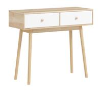 HOMCOM Mesa de Consola Estrecha Consola de Recibidor Mesa de Sofá con 2 Cajones Estilo Moderna para Pasillo Entrada Salón Dormitorio Roble