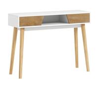 HOMCOM Mesa de Consola Estrecha Consola de Recibidor Mesa de Sofá Moderna con 2 Cajones Compartimento y Patas de Madera para Pasillo Entrada Salón Dormitorio Blanco