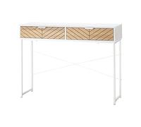 HOMCOM Mesa de Consola Estrecha Mueble Recibidor Mesa de Sofá con 2 Cajones Diseño de Líneas Talladas Estilo Moderna para Pasillo Entrada Salón Dormitorio 100x30x75 cm Blanco y Roble