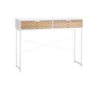 HOMCOM Mesa de Consola 100x30x75 cm Mesa de Entrada con 2 Cajones y Marco de Metal Mueble Recibidor para Pasillo Salón Blanco Aosom España