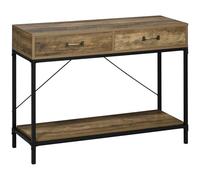 HOMCOM Mesa de Consola Industrial con 2 Cajones y Estante, Marrón y Negro