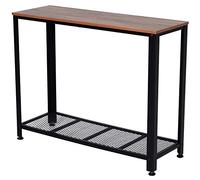 HOMCOM Mesa de Consola Industrial Mesa de Entrada con Estante Inferior de Malla Metálica Carga 30 kg 101x35x80 cm Marrón y Negro