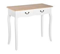 HOMCOM Mesa de Consola Auxiliar con 2 Cajones Estilo Retro para Entrada Pasillo Sala Estar Dormitorio Pino 87x34x78,5 cm Blanco Aosom España