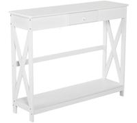 HOMCOM Mesa de Consola Mesa de Entrada con 1 Cajón 100x30x81 cm Blanco