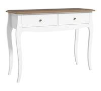 HOMCOM Mesa de Consola Mesa de Entrada con 2 Cajones Consola para Recibidor Estilo Francés para Pasillo Dormitorio Salón 100x35x76,5 cm Blanco y Marrón Oscuro