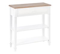 HOMCOM Mesa de Consola Multifuncional Mesa Auxiliar para Sala Pasillo Comedor con 2 Estantes 1 Cajon Extraible Manija Diseño Elegante Pino 75.6x27.5x80.5 cm Madera Natural