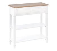HOMCOM Mesa de Consola Multifuncional Mesa Auxiliar para Sala Pasillo Comedor con 2 Estantes 1 Cajón Extraíble Manija Estilo de Retro Pino 75,6x27,5x80,5 cm Madera Natural Blanco