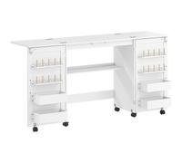 HOMCOM Mesa de Costura Plegable con 2 Puertas Magnéticas 4 Cajas y Soportes para Carretes Blanco Aosom España