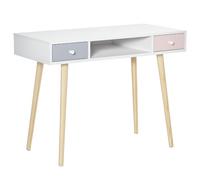 HOMCOM Mesa de Escritorio Infantil, 2 Cajones, Compartimento 100x48x76,5 cm