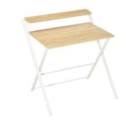 HOMCOM Mesa de Escritorio Plegable Mesa de Estudio con Estante Superior Estilo Moderno para Sala Oficina Dormitorio 81,5x70x84 cm Natural y Blanco