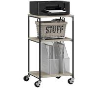 HOMCOM Mesa de Impresora con Ruedas, Soporte de Impresora con 3 Niveles, Soporte de Impresora, Carro de Impresora con una Capacidad de Carga de hasta 12 kg, para Oficina, Estudio, Acero, 39 x 34,5 x