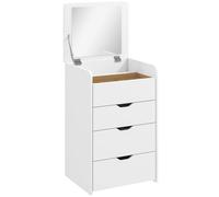 HOMCOM Mesa de Maquillaje 3 en 1 con Espejo, Compartimento, 2 Cajones y Taburete, en Madera, 50x40x78 cm, Blanco