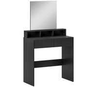 HOMCOM Mesa de Maquillaje con Espejo 2 Cajones 3 Compartimentos Tocador para Dormitorio 75x38x135 cm Negro