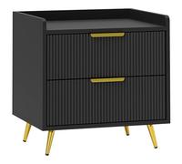HOMCOM Mesa de Noche con 2 cajones y Patas metálicas, Negro