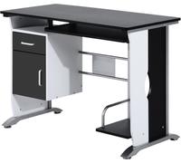 HOMCOM Escritorio para Ordenador con Armario Mesa de PC para Hogar Oficina 100x52x75 cm Negro y Plata Aosom España