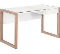 HOMCOM Mesa de Ordenador Mesa de Escritorio Diseño Moderno con Tablero de Vidrio Templado Cajón Combinación de Estilos para Oficina Estudio 120x60x75 cm Blanco