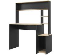 HOMCOM Mesa de Ordenador con Estantes Escritorio con Estanterías Soporte para Monitor CPU 114x45x138 cm Gris y Natural Aosom España