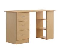 HOMCOM Mesa de Ordenador Escritorio para Hogar Oficina 3 Cajones 3 Estantes Mobiliario de Oficina 120x49x72cm Madera Natural Aosom España