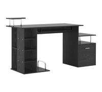 HOMCOM Mesa de Ordenador con 6 Estantes Cajón Bandeja 152x60x88 cm Negro