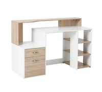 Homcom Mesa Oficina 140x55x92cm Blanco/Roble