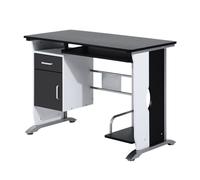 HOMCOM Escritorio para Ordenador con Armario Mesa de PC para Hogar Oficina 100x52x75 cm Negro y Plata Aosom España