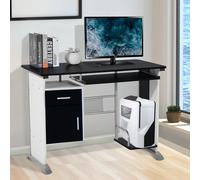 HOMCOM Escritorio para Ordenador con Armario Mesa de PC para Hogar Oficina 100x52x75 cm Negro y Plata Aosom España