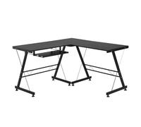 HOMCOM Mesa de Ordenador PC Escritorio para Oficina Hogar 2 Tipos Mesa Esquinera Forma L 130x130x73,5 cm Escritorio Recta Marco Acero