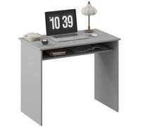 HOMCOM - Mesa de ordenador portátil (compacta, con 1 estante, paneles de partículas, dim. 90 x 50 x 74 cm, gris