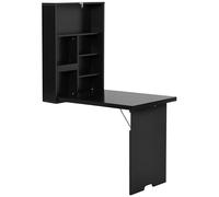 HOMCOM - Mesa de pared plegable plegable para colgar en pie y mesa de tiza integrada MDF negro, trabajo contemporáneo, 60 x 94 x 147 cm