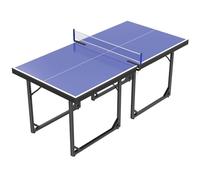 HOMCOM Mesa de Ping-Pong Plegable, 182x91cm, Fácil de Transportar, Resistente a la Intemperie, Estable, Mesa de Tenis con Red y Marco de Acero, para Interior y Exterior, Azul
