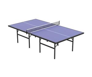 HOMCOM Mesa de Ping Pong Plegable con Red 152,5x274x76 cm Mesa de Tenis Exterior de Acero y MDF Azul