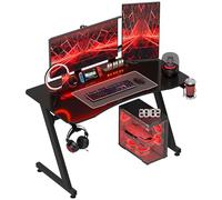 HOMCOM Mesa Gaming 120x65x74,5 cm Escritorio Ergonómico para PC Negro